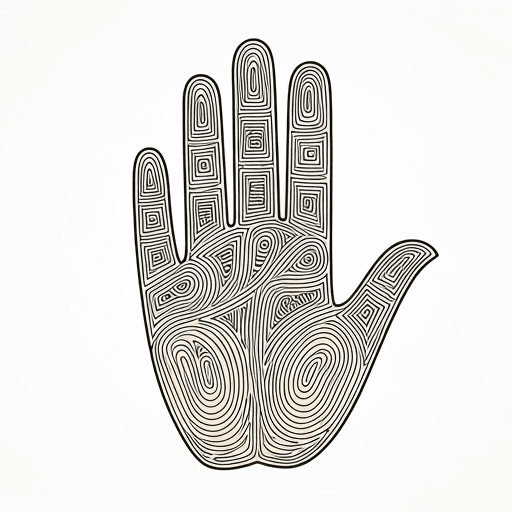 线描手掌掌纹图